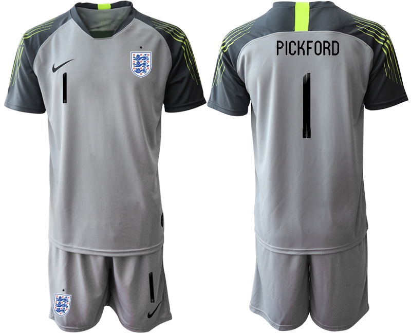 Men 2021 European Cup England grey goalkeeper #1 Soccer Jersey1->england jersey->Soccer Country Jersey